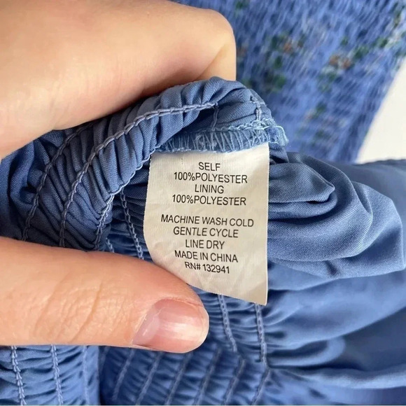 Amanda Uprichard x Revolve Amara Smocked Mini Dress Floral Blue Sundress Petite - Picture 10 of 12